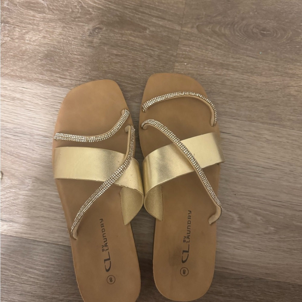 CL by Laundry Gold and Tan Sandals
